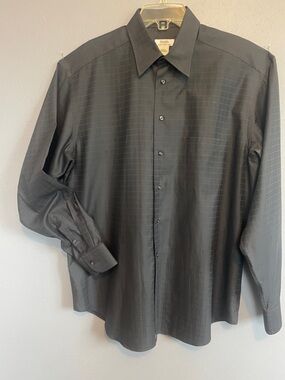 Bagutta Men's Black Subtle Check Dress Shirt size 16 1/2 37-38